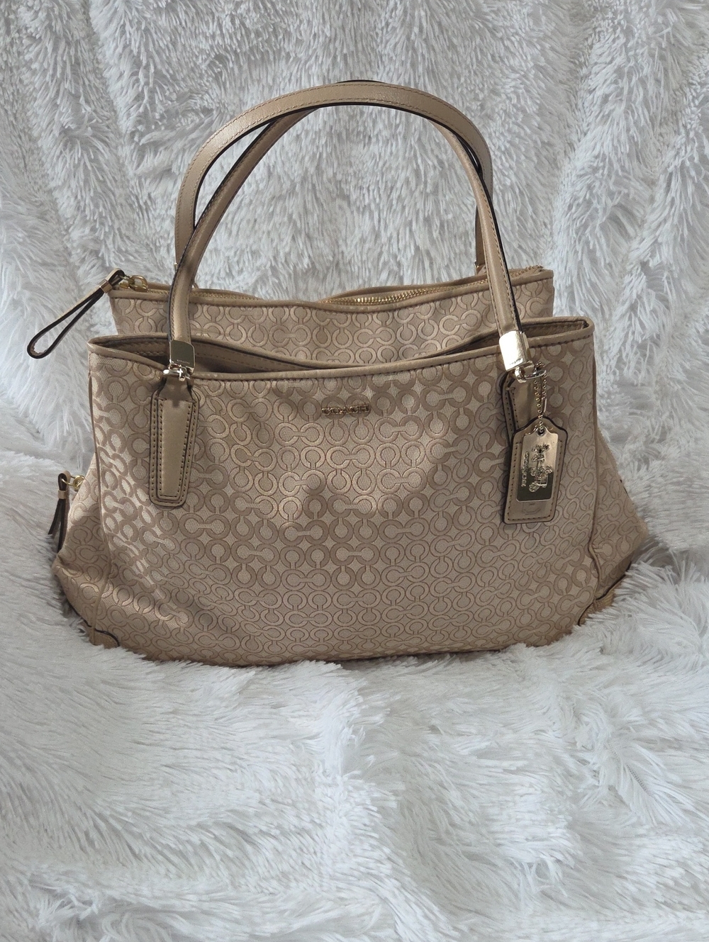 Coach Clasic C Beige Signature Satchel Bag
